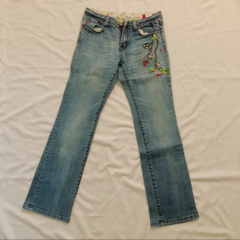 Seven7 Flare Jeans with Floral Embroidery